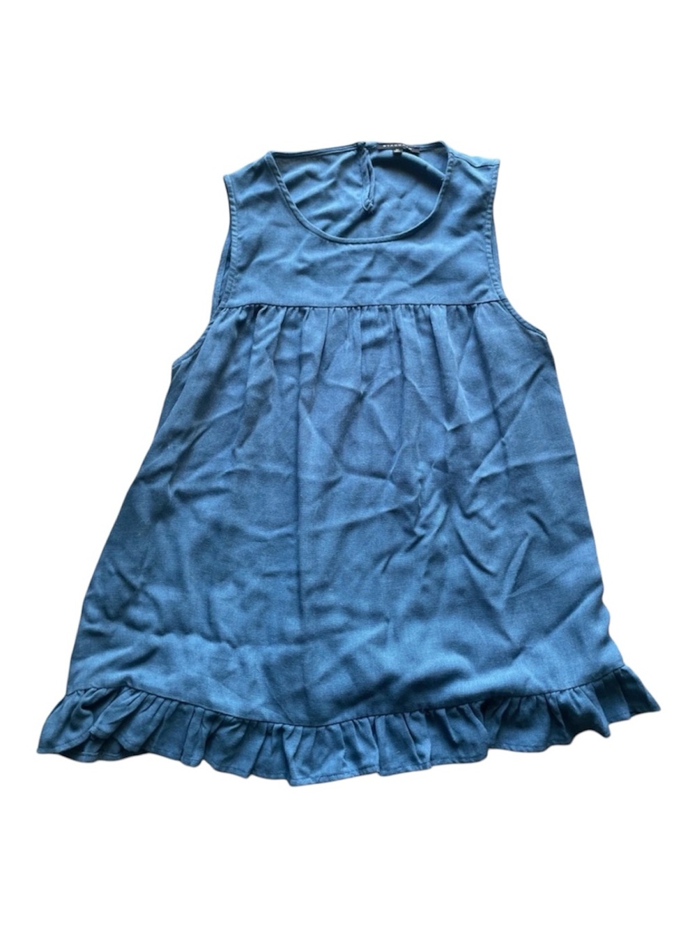 staccato lightweight Sleeveless Ruffle-Hem top in Dusty Blue medium